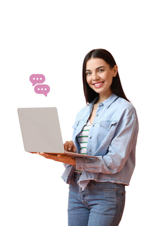 UK customer smiling while comparing Broadband Deals on a laptop