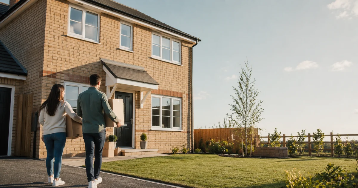 A new-build UK home, typically built with full-fibre infrastructure under Building Regulations Part R.