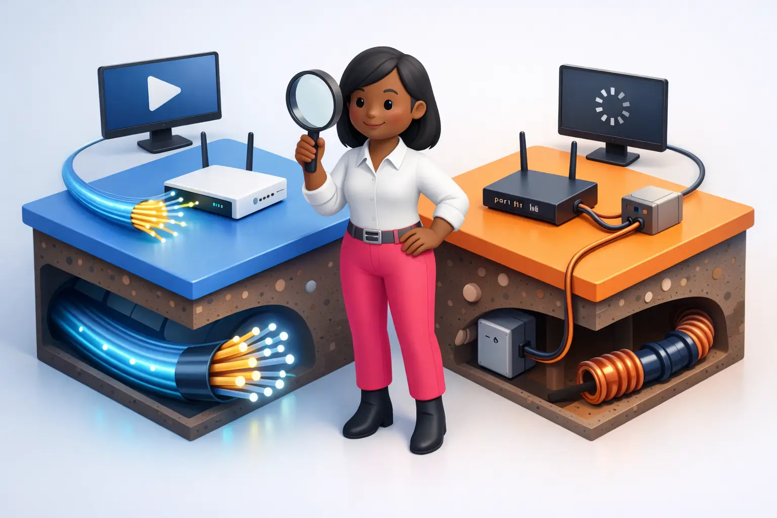 Comparing full fibre and part fibre broadband