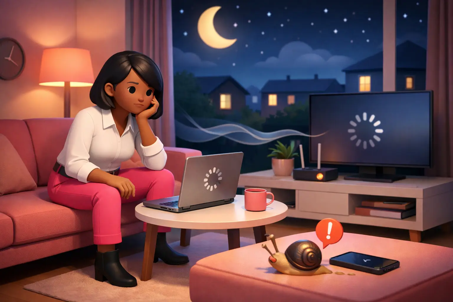 Slow broadband at night