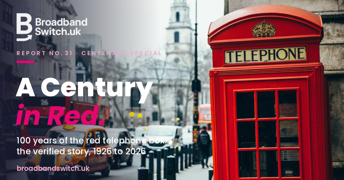 Front cover of the BroadbandSwitch.uk report A Century in Red